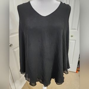 Roz & Ali Sleeveless Top With Sheer Over Black Blouse Size 1X